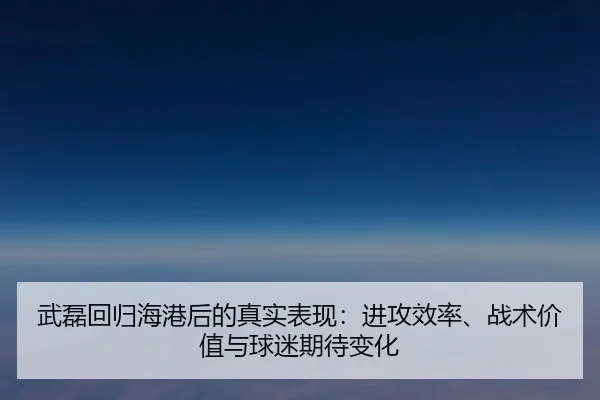 武磊回归海港后的真实表现：进攻效率、战术价值与球迷期待变化